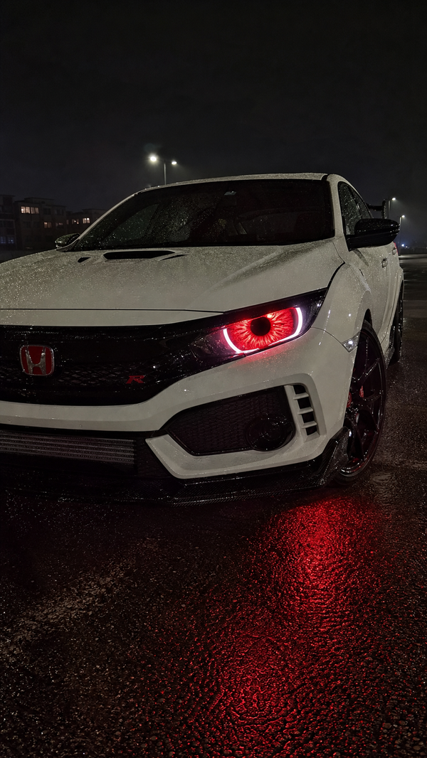 Nocturnal devil eyes Civic wide night shot